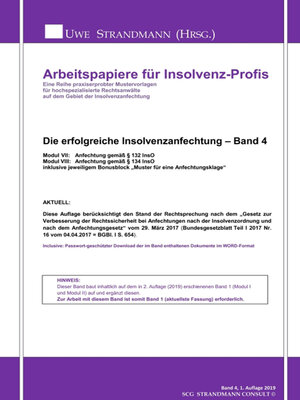 cover image of Die erfolgreiche Insolvenzanfechtung – Band 4